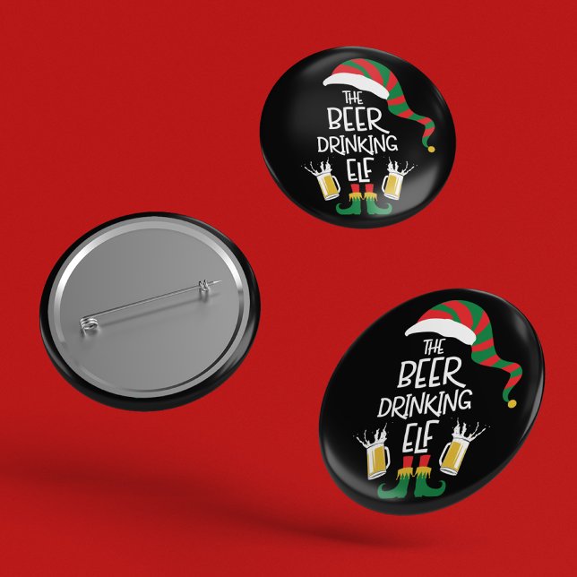 Beer Christmas Elf Funny Typography Holiday 3 Cm Round Badge (Creator Uploaded)