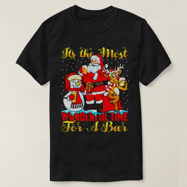 Beer Christmas Merry Beermas Its The Most Wonderfu T-Shirt (Design Front)