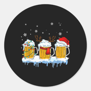 Beer Christmas Mug Santa Reinbeer Xmas Lights Paja Classic Round Sticker