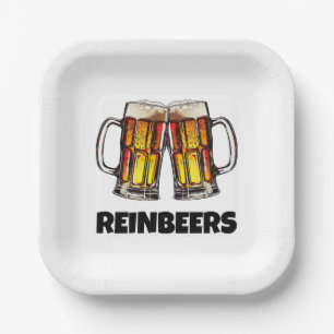 Beer Christmas Reinbeers Paper Plate