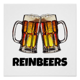 Beer Christmas Reinbeers Poster