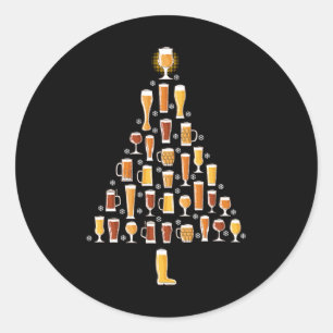 Beer Christmas Tree Men Women Beer Ugly Christmas Classic Round Sticker