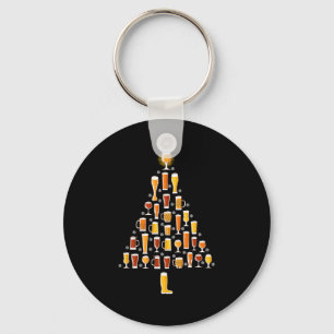 Beer Christmas Tree Men Women Beer Ugly Christmas Key Ring