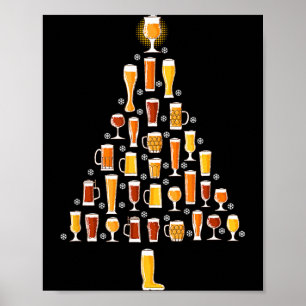Beer Christmas Tree Men Women Beer Ugly Christmas  Poster