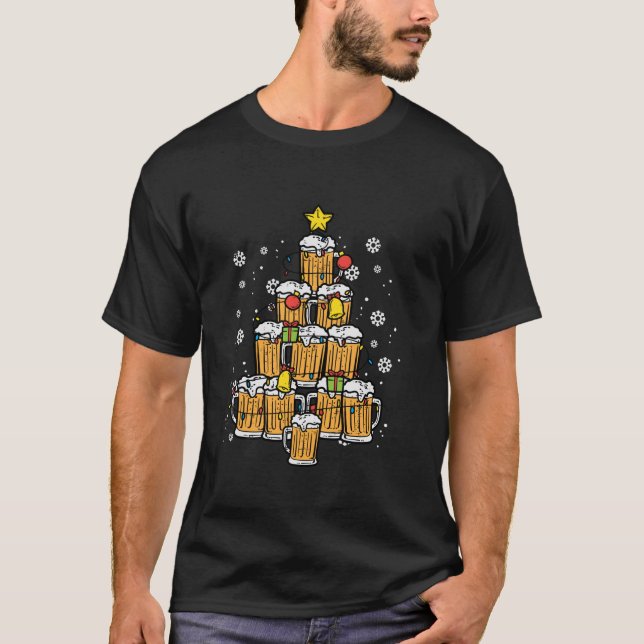 Beer Christmas Tree Xmas Pyjamas PJs Brew Dad Men T-Shirt (Front)