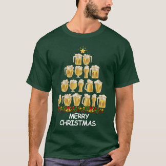 Beer Christmasree Merry Christmas family T-Shirt