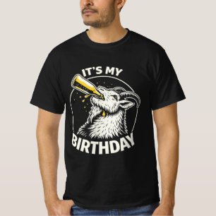 Beer Chugging Goat It's My Birthday  T-Shirt