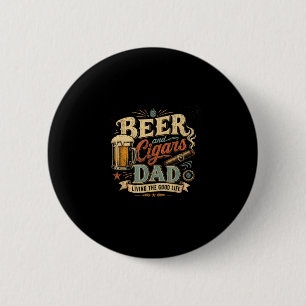 Beer cigar lover dad retro 70s vintage graphic  6 cm round badge