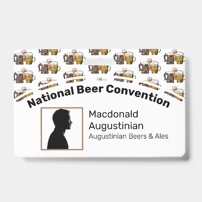 Beer Convention Delegate Photo ID Badge (Front)