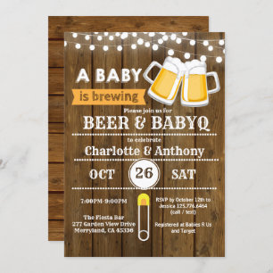 Beer couples baby shower invitation gender neutral