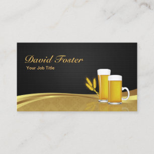 Beer Cup Glass Wheat - Elegant Black Gold Damask Business Card