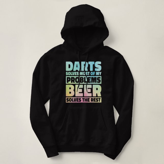 Beer Darts Solves Most Of My Problems Beer Solves  Hoodie (Design Front)