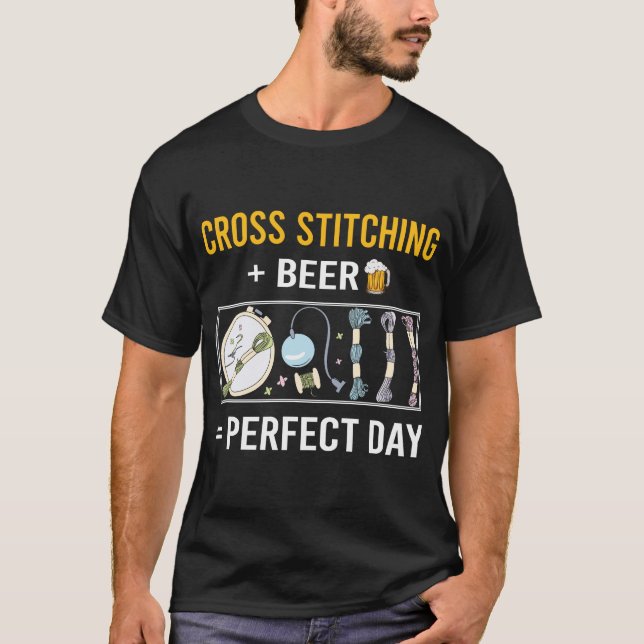 Beer Day Cross Stitching T-Shirt (Front)