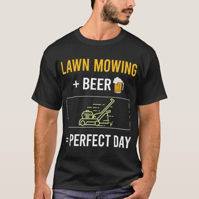 Beer Day Lawn Mowing Mower Lawnmower T-Shirt (Front)