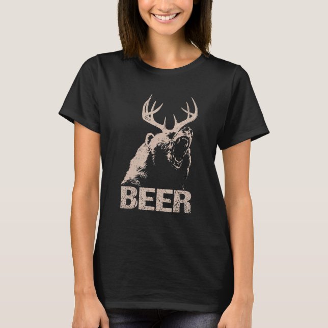 Beer Deer Bear Essential Hunter  Love Funny Men Wo T-Shirt (Front)
