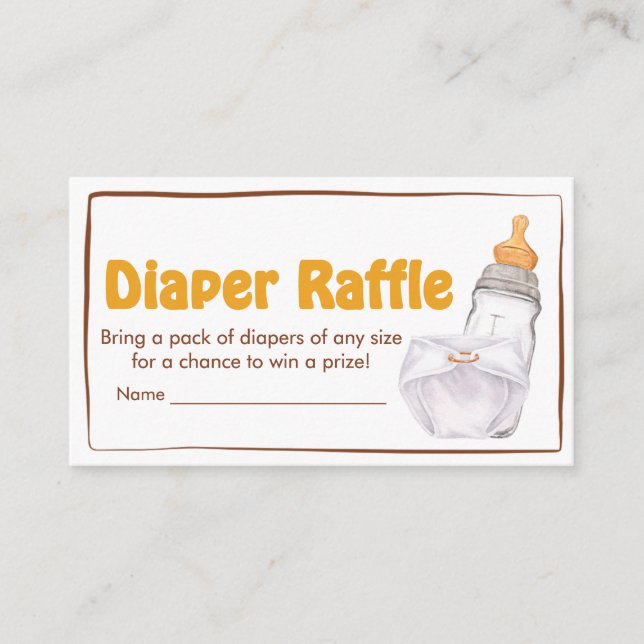 Beer Diaper Party Baby Shower Diaper Raffle Enclosure Card (Front)