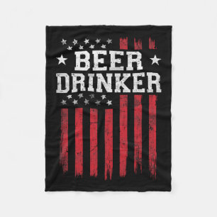 Beer Drinker American Flag Usa Patriot Patriotic  Fleece Blanket