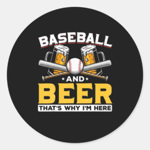 Beer Drinker Baseball Beer Humor Birthday Classic Round Sticker