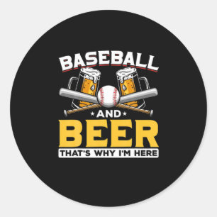 Beer Drinker Baseball Beer Humor Birthday Classic Round Sticker