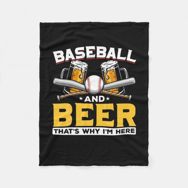 Beer Drinker Baseball Beer Humor Birthday Fleece Blanket (Front)