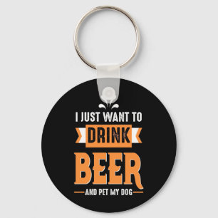 Beer Drinker Beer and Dog Key Ring