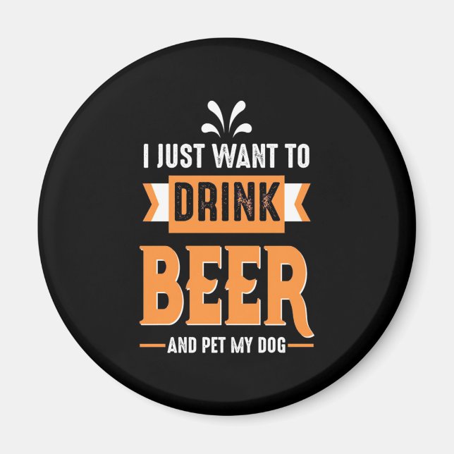 Beer Drinker Beer and Dog Magnet (Front)