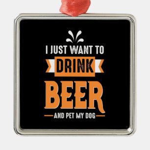 Beer Drinker Beer and Dog Metal Ornament