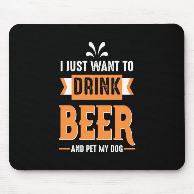 Beer Drinker Beer and Dog Mouse Pad (Front)