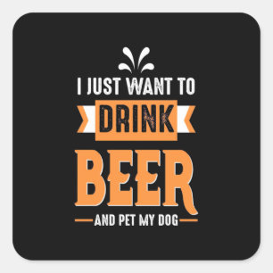 Beer Drinker Beer and Dog Square Sticker