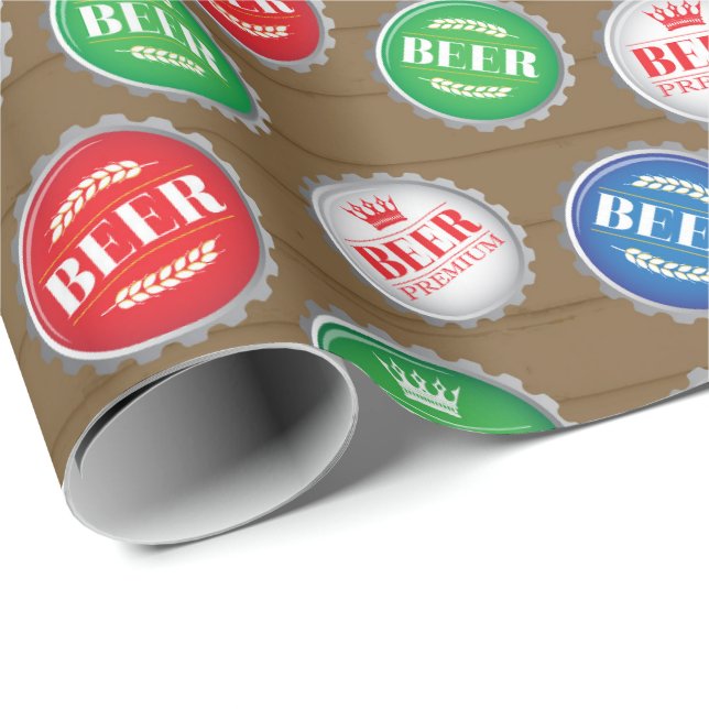 Beer Drinker Bottle Caps Craft Beer Lover Wrapping Paper (Roll Corner)