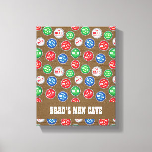 Beer Drinker Bottle Caps Print Man Cave