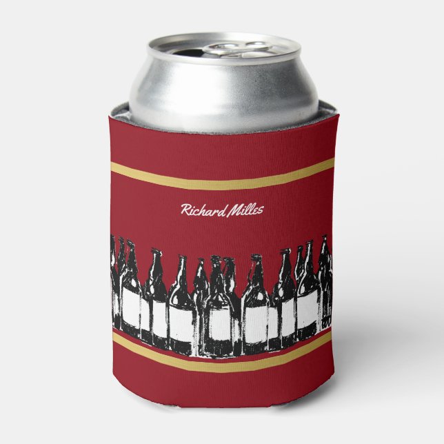 beer drinker can cooler with the image of bottles (Can Front)