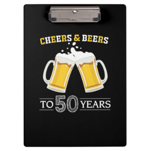 Beer Drinker Cheers and Beers to 50 Years Birthday Clipboard