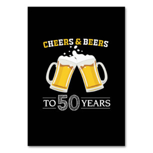 Beer Drinker Cheers and Beers to 50 Years Birthday Table Number