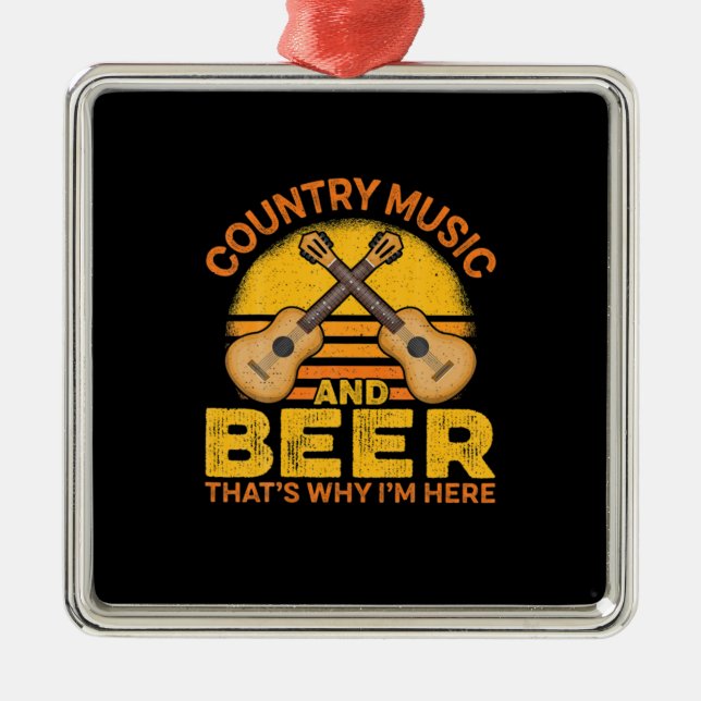Beer Drinker Country Music And Beer Birthday Metal Ornament (Front)