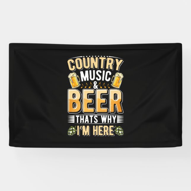 Beer Drinker Country Music Beer Drinking Birthday Banner (Horizontal)