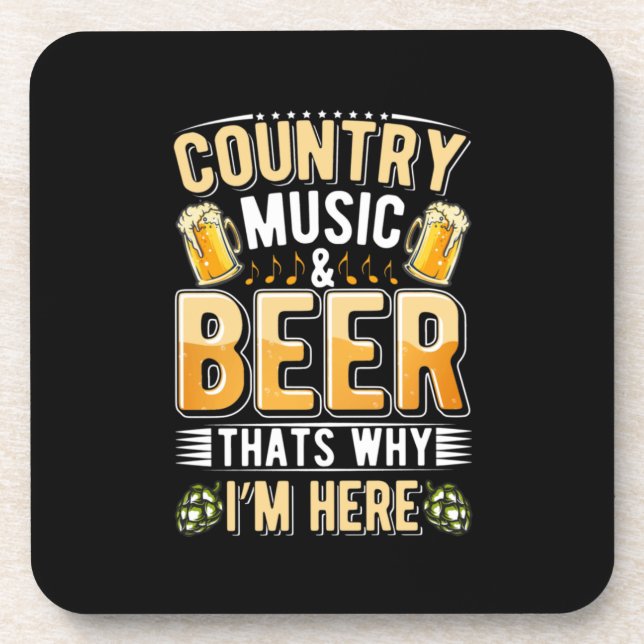Beer Drinker Country Music Beer Drinking Birthday Coaster (Front)
