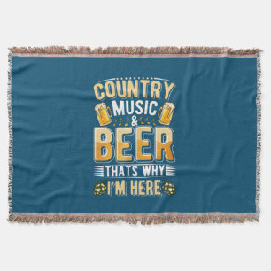 Beer Drinker Country Music Beer Drinking Birthday Throw Blanket