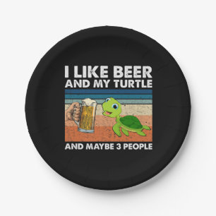 Beer Drinker I Like Beer And My Turtle Birthday Paper Plate