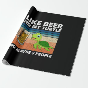 Beer Drinker I Like Beer And My Turtle Birthday Wrapping Paper