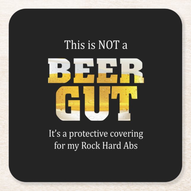 Beer Drinker Not a BEER GUT Birthday Square Paper Coaster (Front)