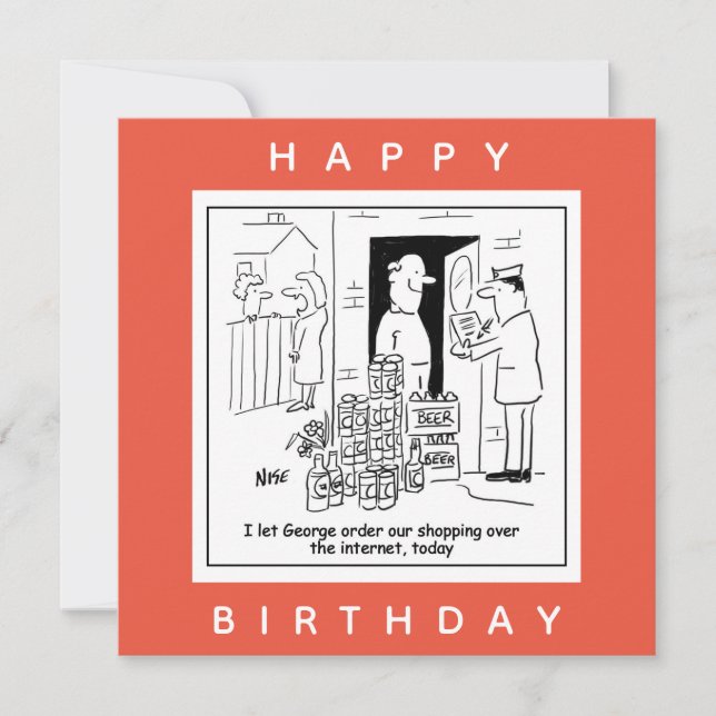 Beer Drinker Online Shopping for Beer Cartoon Card (Front)