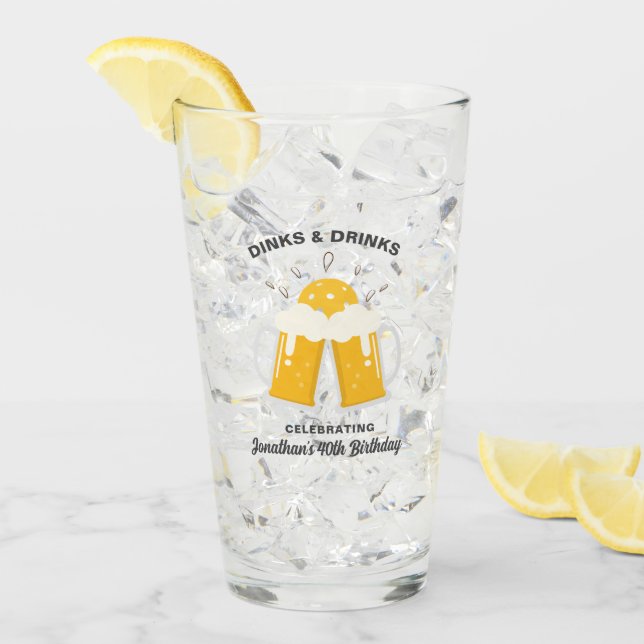 Beer Drinker Pickleball Player Personalised Text Glass (Front Ice)