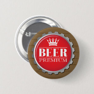 Beer Drinker Red Bottle Cap 6 Cm Round Badge