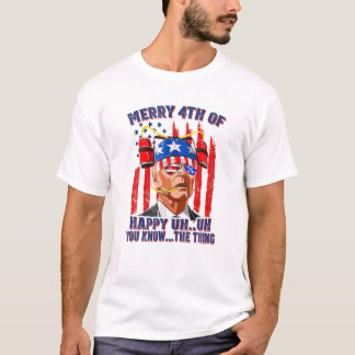 Beer Drinking Biden Confused Happy 4Th Of You Know T-Shirt