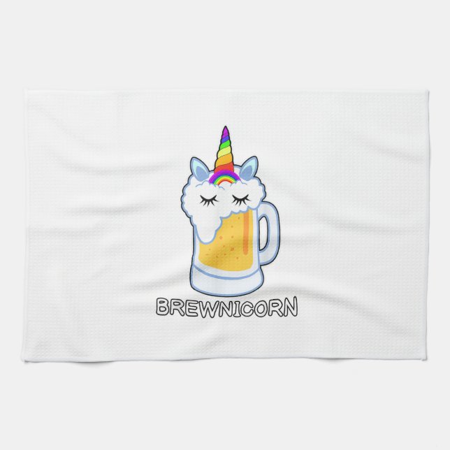Beer Drinking Brewnicorn Cute Unicorn Party Brew M Tea Towel (Horizontal)