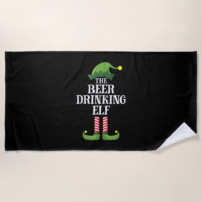 Beer Drinking Christmas Birthday Beach Towel (Front)