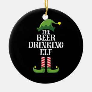 Beer Drinking Christmas Birthday Ceramic Ornament