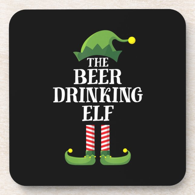 Beer Drinking Christmas Birthday Coaster (Front)