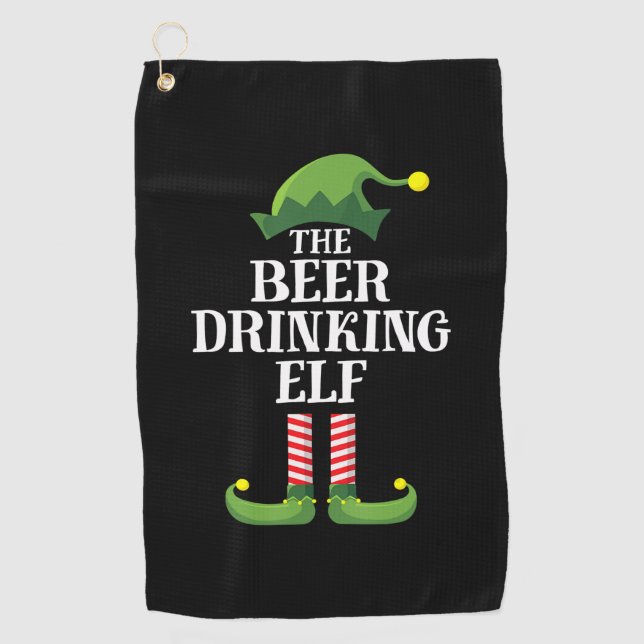 Beer Drinking Christmas Birthday Golf Towel (Front)
